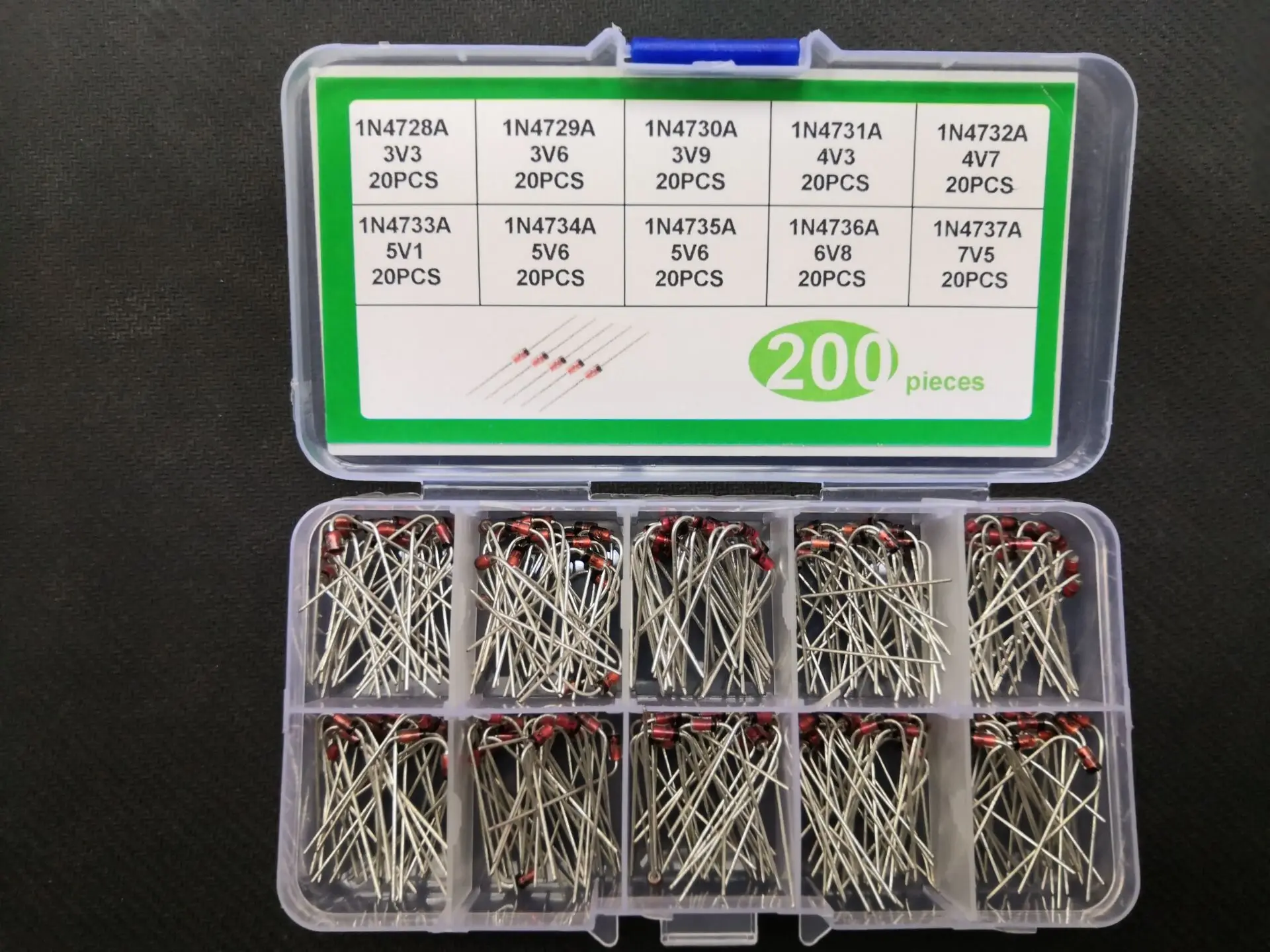 200 шт. зенеровский Диод комплект 1W 3 V/3 6 9 V/4 3/4 7/5 1/5 6/6 8/7 5 V 1N/4728A 4729A 4730A 4731A 4732A 4733A 4734A