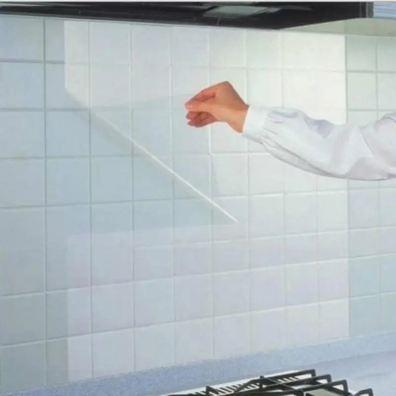

Transparent Kitchen Oil Proof Sticker Foil Stickers DIY Kitchen Backsplash Wallpaper Wall Paper Oil-Proof Useful Removable