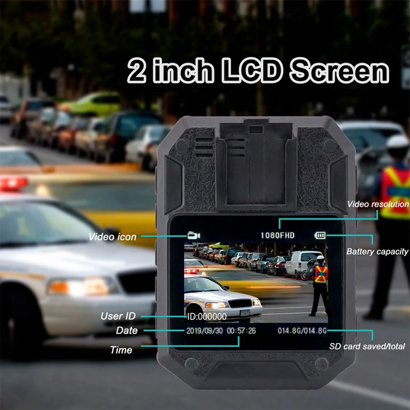 

Retekes RT77 IR Night Vision Wearable Mini Camcorders Police Camera with 2 Inch Display 16G Memory Motorcycle Driving Recorder