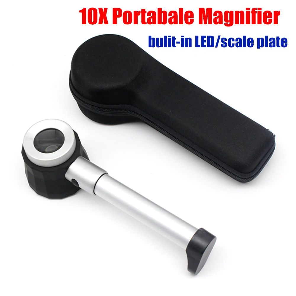 

Портативная ручная Лупа с УФ светильник, 10-кратный дерматоскоп с ручкой, плавное прозрачное видение, измерительные весы, оптическое стекло, ...