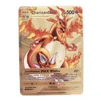 2021 latest pokemon flash metal fire breathing dragon gx vmax v ex metal rare card pikachu game battle collection card