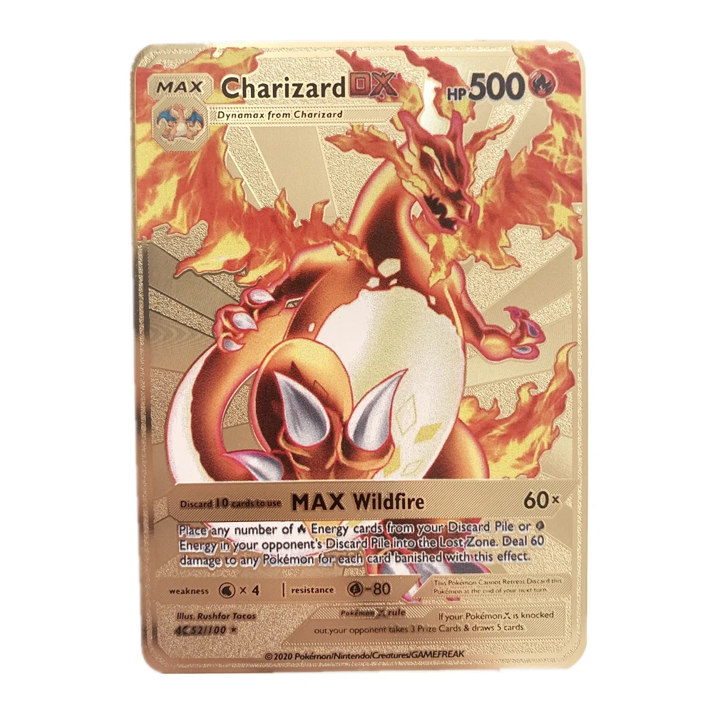 Новинка 2021 металлический огнеупорный Дракон Pokemon Flash Gx Vmax V EX металлическая редкая