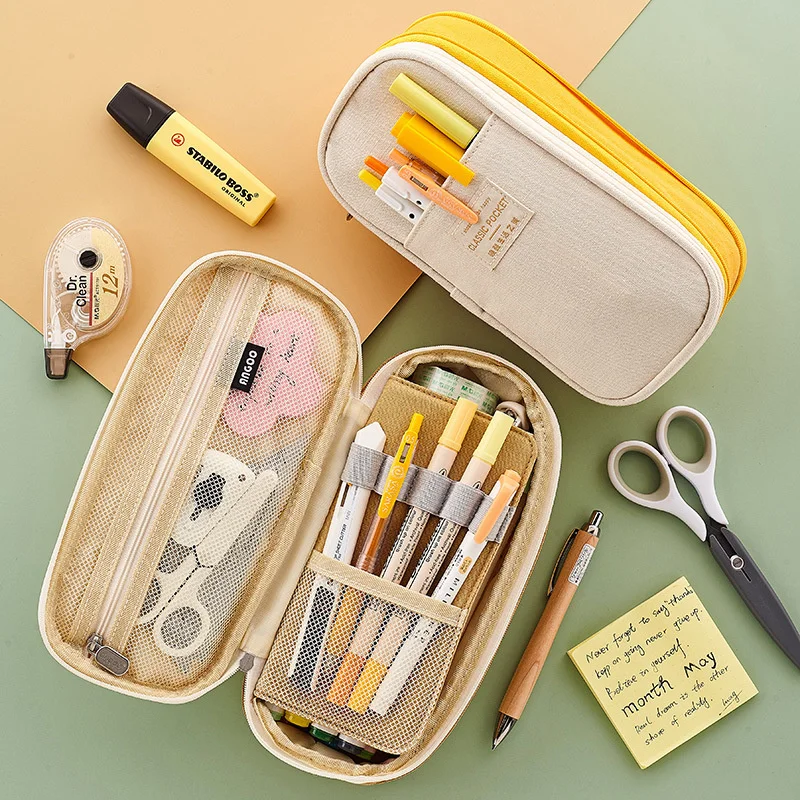 

Color macaroni, pencil box, double-layer elastic large capacity stationery box