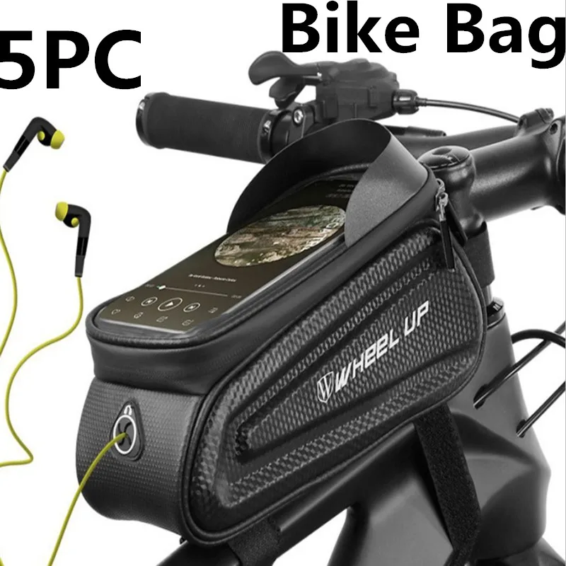 

1/2/5PC Rainproof Bike Bag Frame Front Top Tube Cycling Bag Reflective 7inch Phone Case Touchscreen Bag MTB Bicycle Accessories