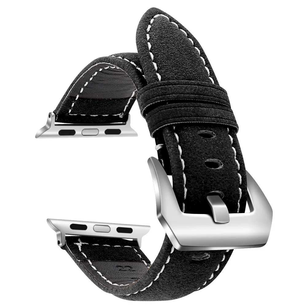 Ремешок для часов Eastar из натуральной кожи черного цвета для Apple Watch 5, 4, ремешок серии 3, 2, 1, спортивный браслет 42 мм, 38 мм, ремешок для iwatch, ремешок - Цвет ремешка: Черный
