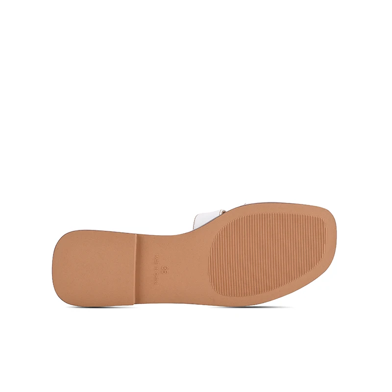 

GOXEOU Women's Slippers PU Matte White Round Toe Light Simple Casual Flat-soled Fashion Office Lady Sandals Size 32-40