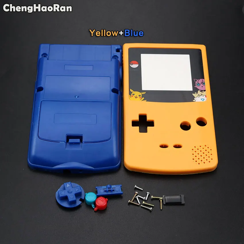 ChengHaoRan для GBC полный корпус оболочка Крышка для nintendo GameBoy цвет Ремонт Часть корпус оболочки пакет с кнопками винт - Цвет: Yellow Blue