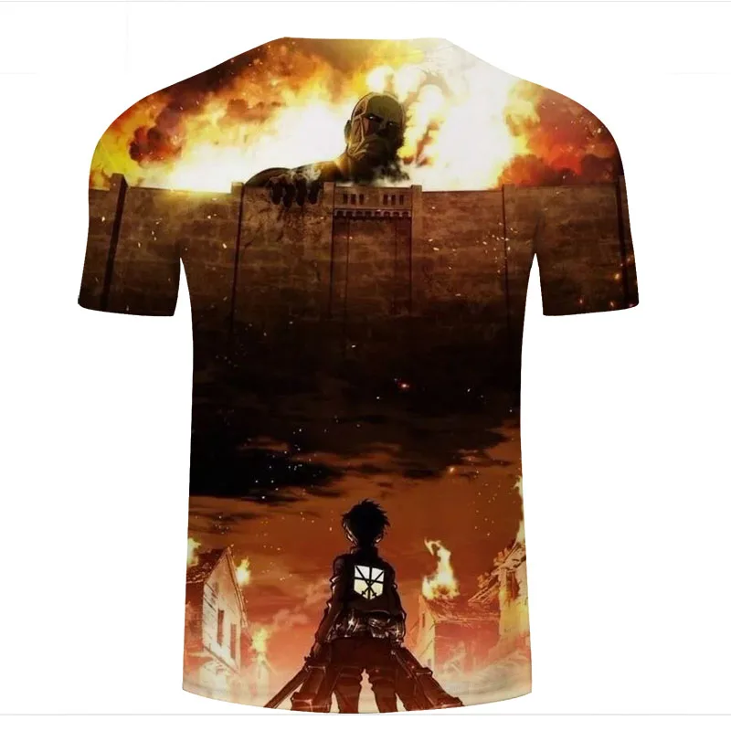 Новинка футболка с 3D принтом атака на Титанов мужская женская аниме-дизайн