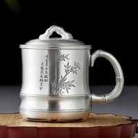 handmade sterling silver water cup s999 sterling silver cup office tea cup mug business water cup gift tea set 435g