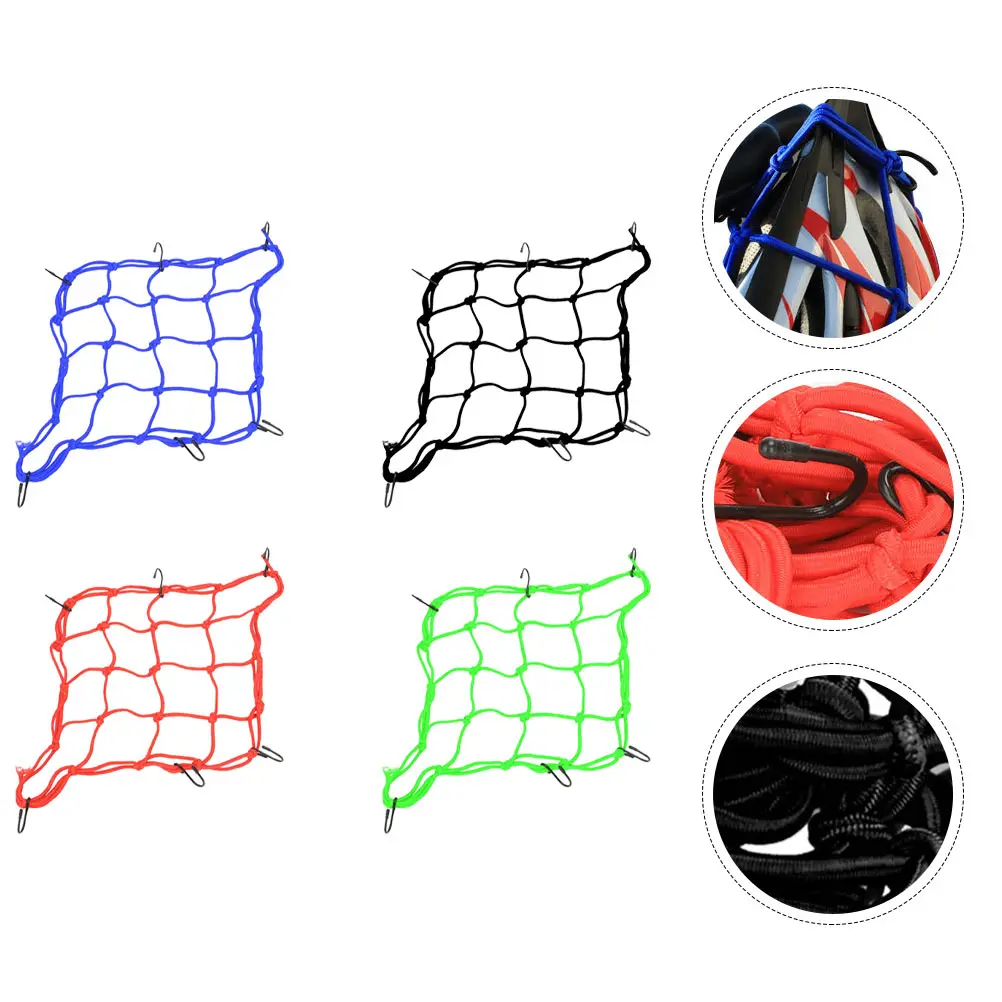

4pcs Sturdy Durable Elastic Heavy Duty Luggage Nets Fuel Tank Nets Rear Seat Nets