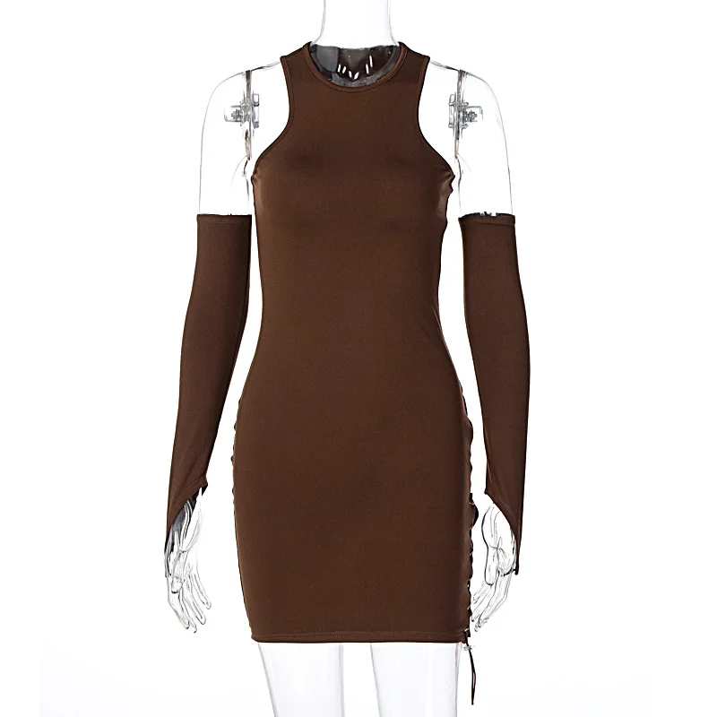 

Sexy Mini Dress 2020 Long Sleeve Cut Out Bandage Women's dresses Autumn Winter Women Fashion Streetwear Club Outfits