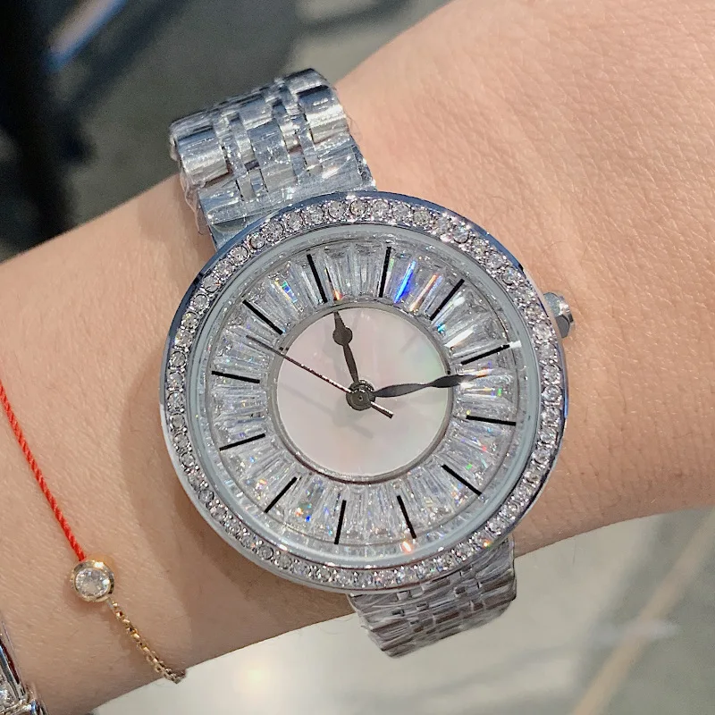 Роскошные женские часы с бриллиантами и серебряными кристаллами топ бренда