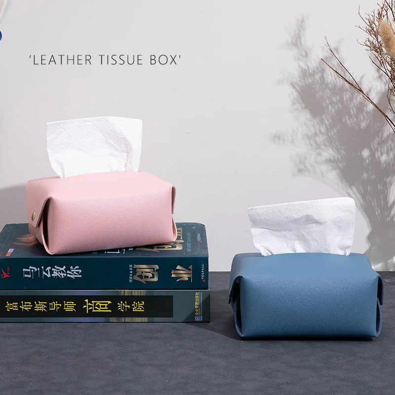 

6 Colors Leather Draw Out Tissue Box Waterproof Toilet Bedroom Tissue Box Simple Car Living Room Draw Paper Box Desktop Decor