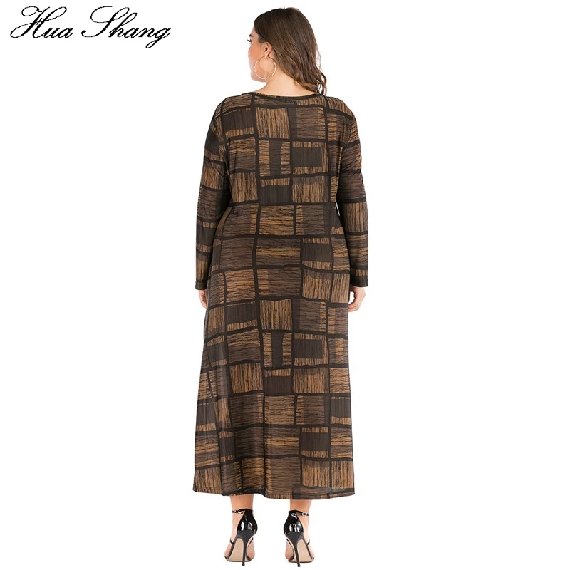 Женское свободное платье большого размера d летнее винтажное в клетку с круглым