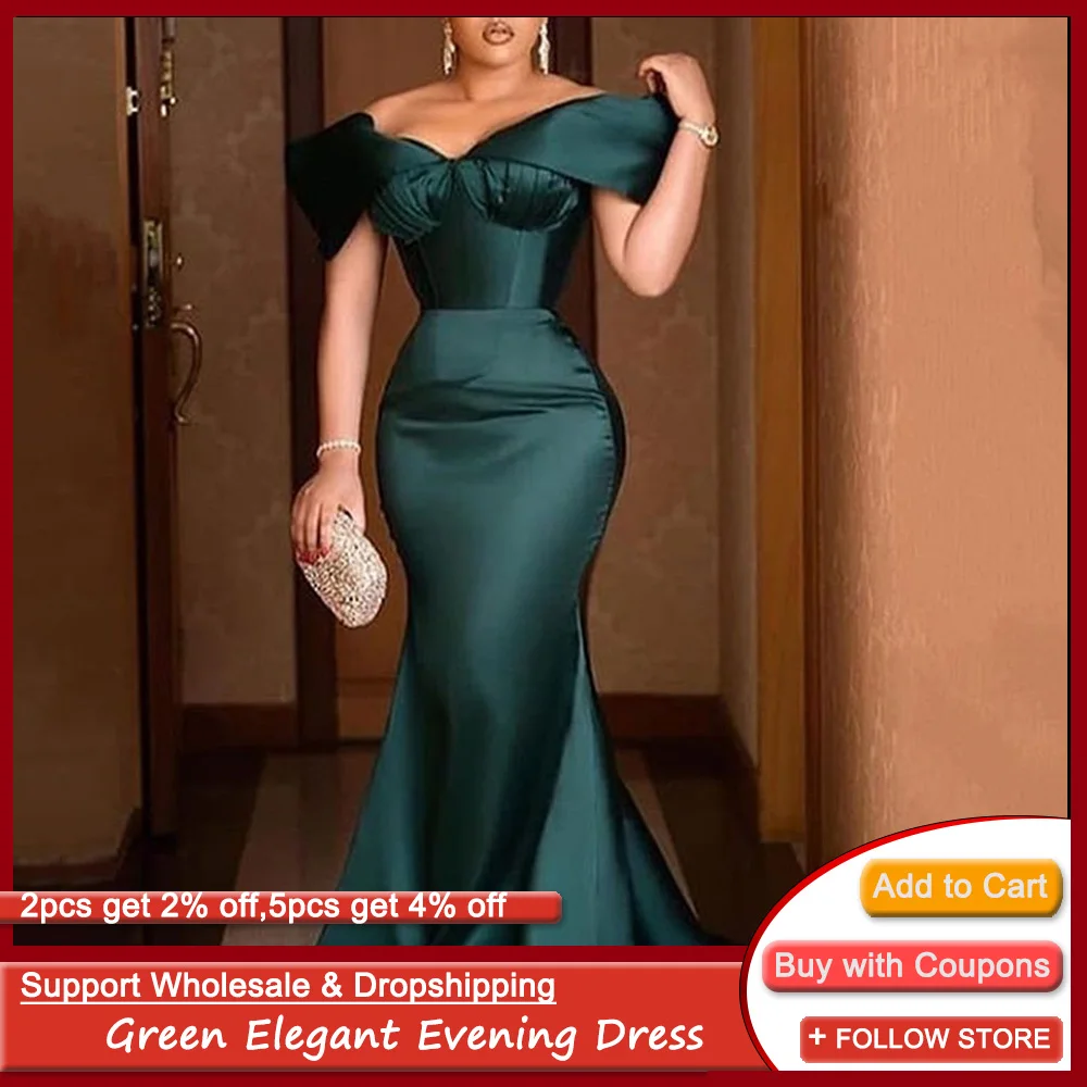 Элегантный Вечеринка сексуальное платье с открытыми плечами оборками Русалка