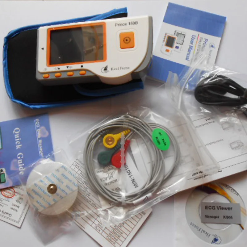 Портативный домашний ЭКГ-аппарат Heal Force Prince 180B с программным обеспечением, USB-монитором, непрерывным измерением и цветным экраном.