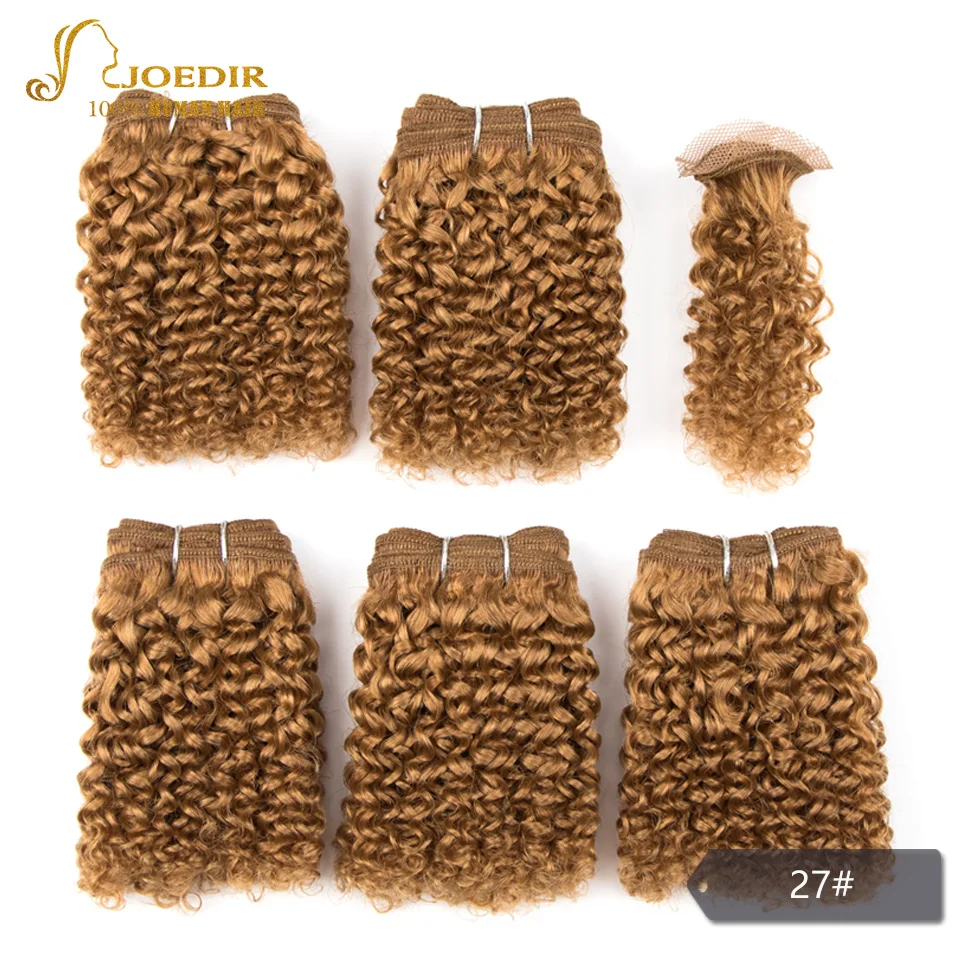 Короткие кудрявые волнистые пряди Joedir с закрытием человеческих волос Remy