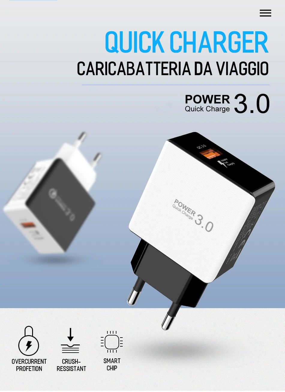 Jellico QC 3,0 USB быстрое зарядное устройство для телефона дорожный настенный адаптер 18 Вт QC3.0 FCP универсальный для Xiaomi iPhone samsung huawei EU штекер