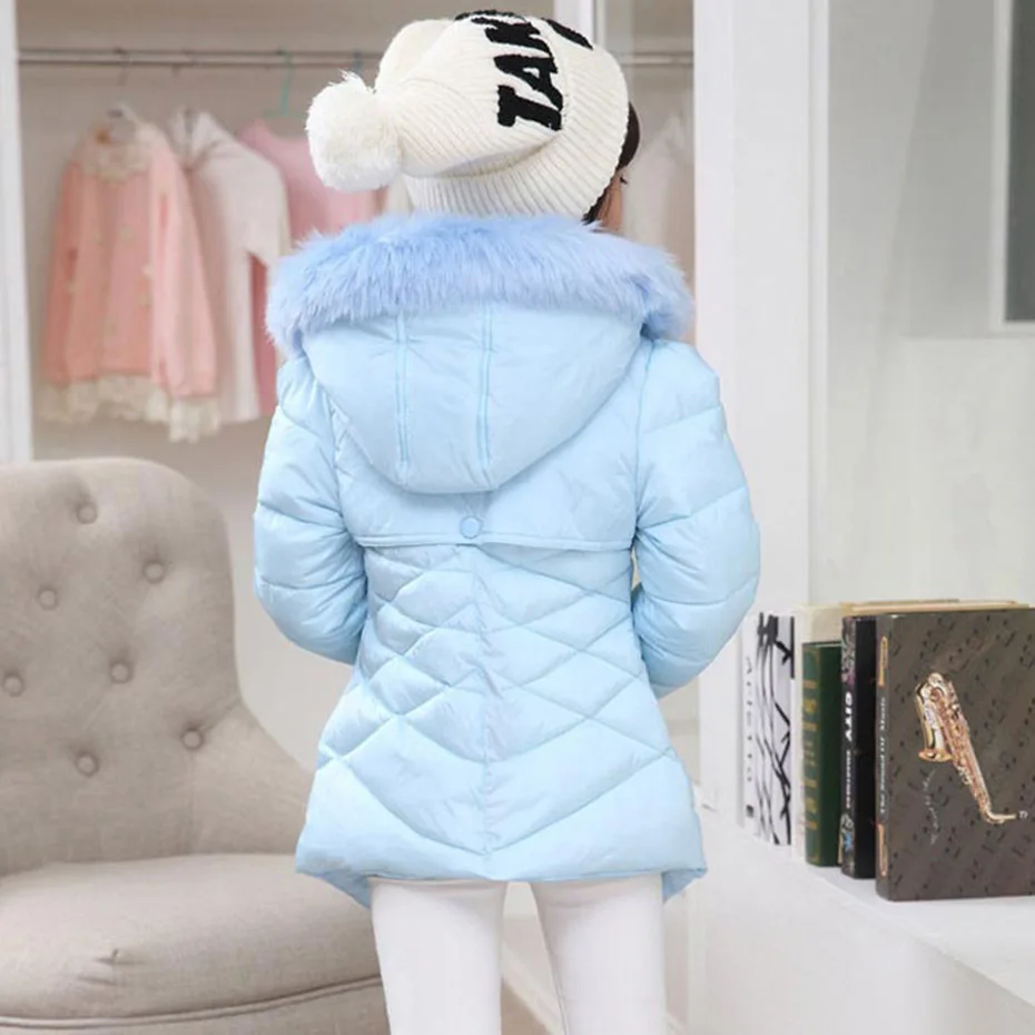 Пальто для девочек однотонное плотное теплое пальто верхняя одежда с меховым