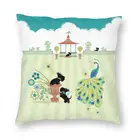 Наволочка для подушки с принтом скотти и павлинов 40x40, домашний декор, 3D печать, шотландская собака, декоративная подушка для автомобиля, двусторонняя