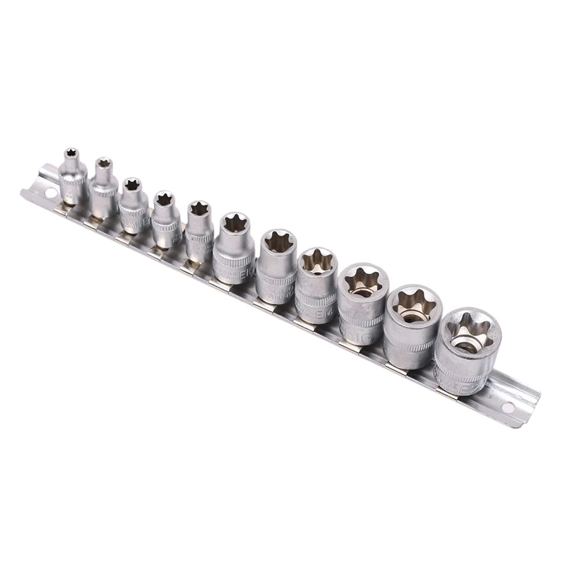 

11 шт. женский E Torx Star Socket Set Rail E4 - E20 внешний Star Torque Socket Set