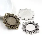 10 шт 18 мм Внутренний размер античная бронза и посеребренный цветок соединение Стиль кабошон базовая Камея Подвеска Подвески