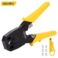 deli multifunction crimping cutter tool network clamp electrician insulated wire strippers pliers internet cable bent cut plier