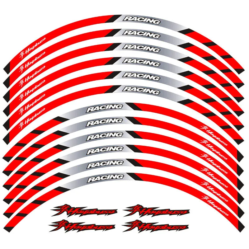 

New high quality 12 Pcs Fit Motorcycle Wheel Sticker stripe Reflective Rim For Suzuki HAYABUSA