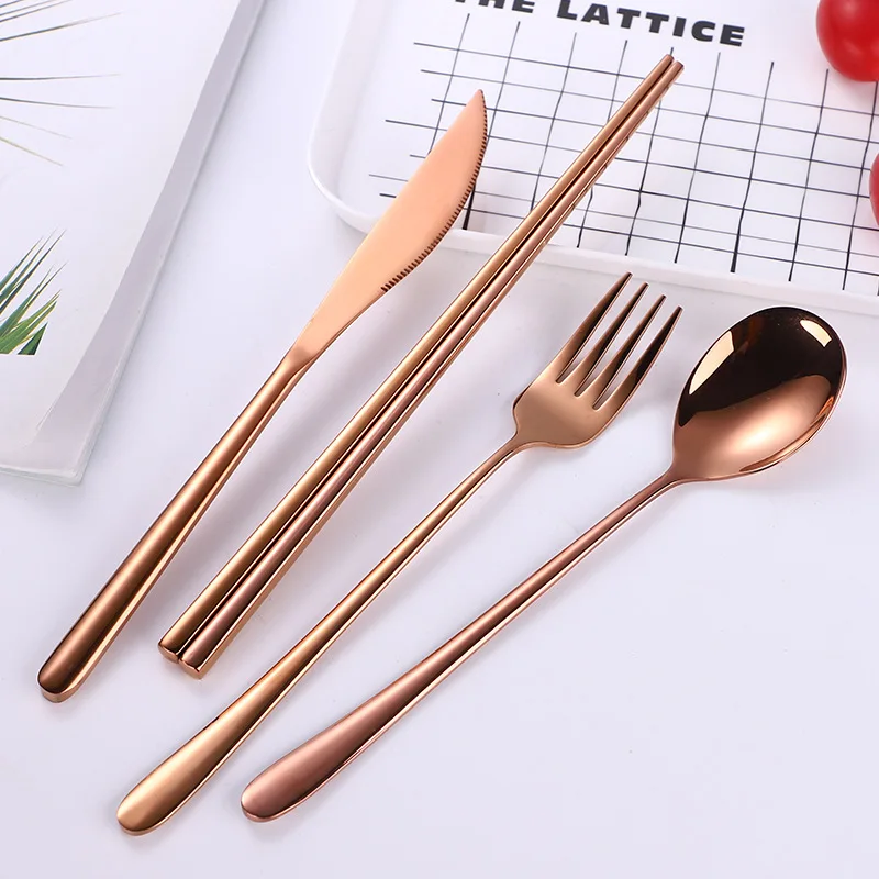 Набор столовых приборов портативный дорожный из нержавеющей стали 304 24