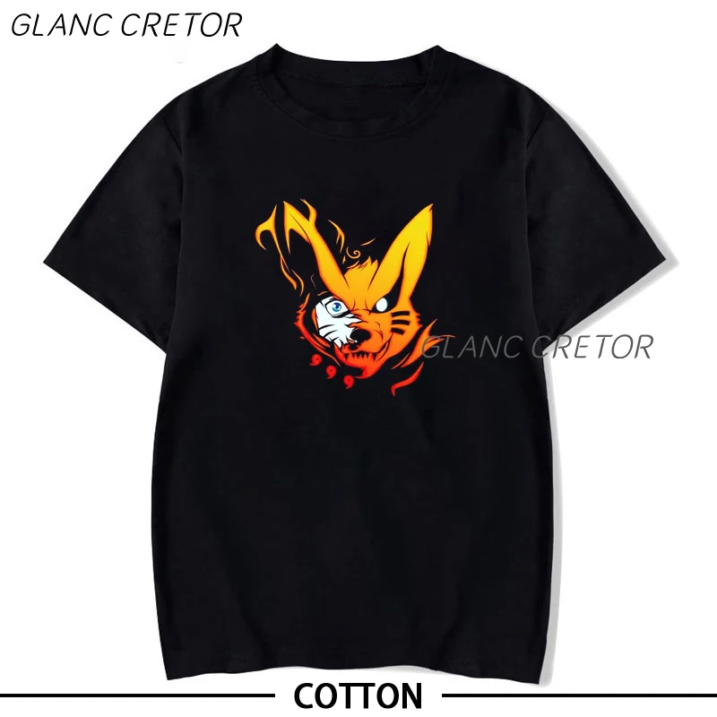 

Мужские футболки с принтом манга, летняя футболка с графическим принтом Kurama, уличная одежда Ulzzang Harajuku, футболка
