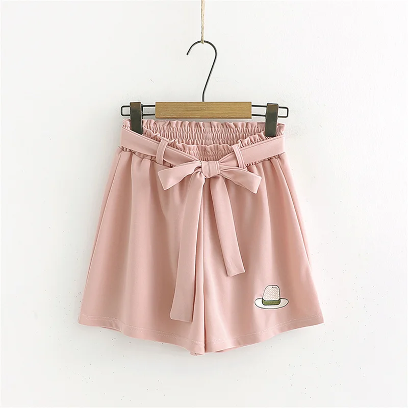 

Fashion Green Kawaii Chiffon Shorts Girls Summer Bottoms Female Flowy Elastic High Waist Women 2021 Cute Casual Wide Leg Shorts