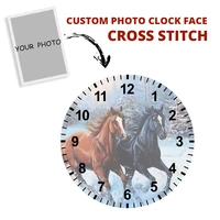 custom photo clock face cross stitch kit make your own photo diy painting embroidery full cross stitch set personalizedl photo