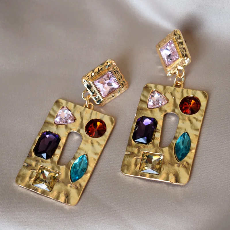 Лидер продаж Винтажные висячие серьги из сплава с кристаллами треугольные