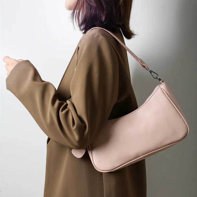 

Fashion Trend Luxury Designer Handbags For Women Genuine Leather Hobos Casual Vintage Shoulder Bags Cute Pink Soft Messenger Bag