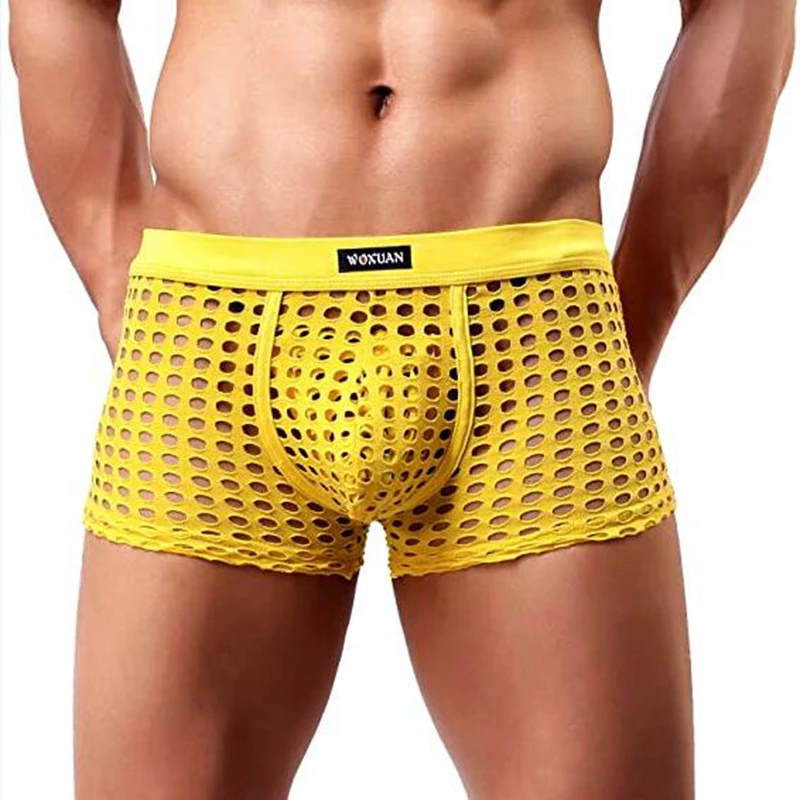Трусы мужские в сеточку сексуальные стринги U образный вырез прозрачные шорты