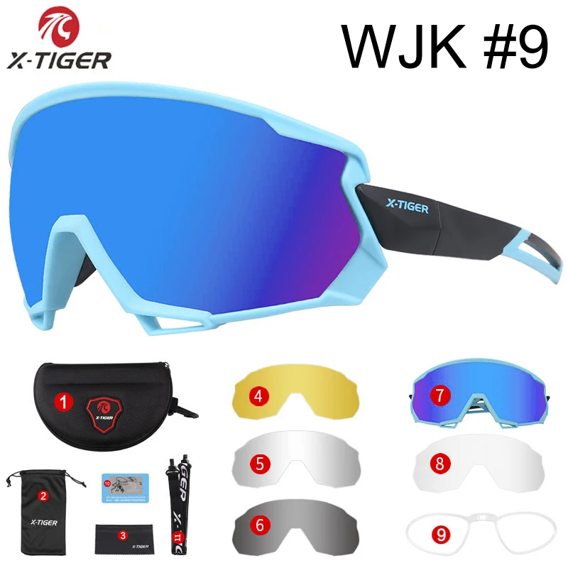 Colors 09 X-TIGER Wind Cycling Glasses 5 Lens Polarized Outdoor Sport Bicycle Glasses MTB Mountain Bike Sunglasses Goggles Cycling Eyewear - Цвет: Colors 09