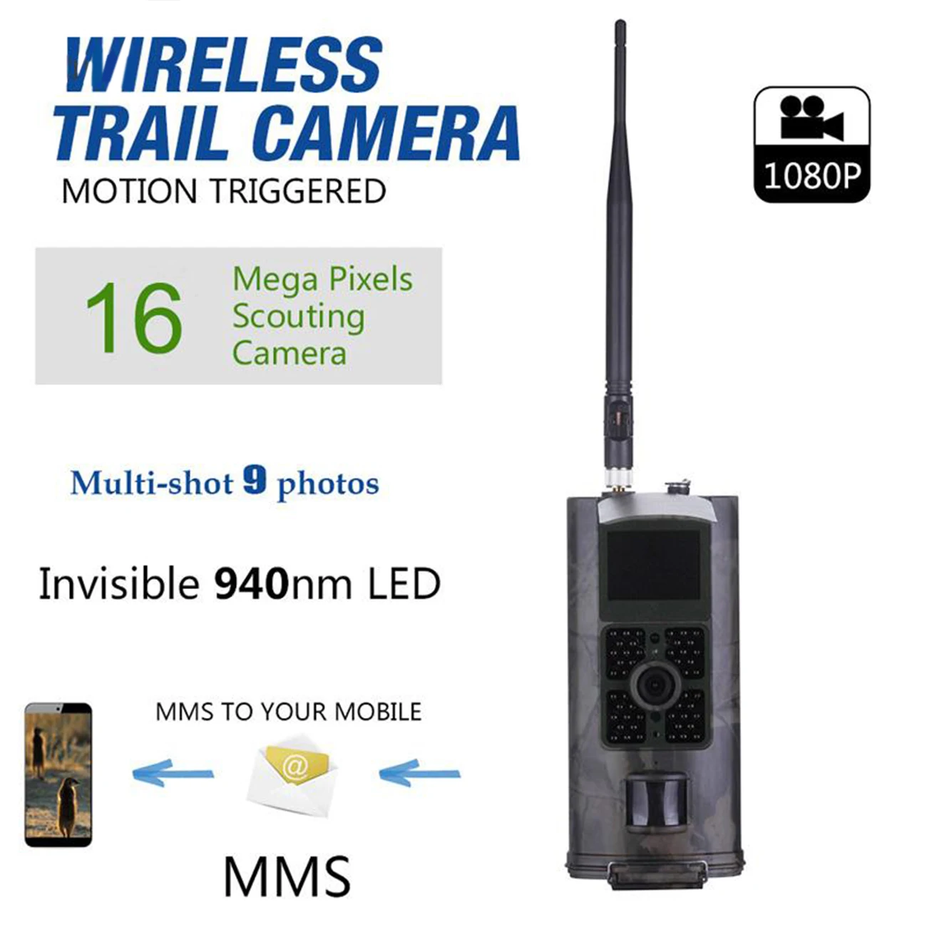 

HC700M Cellular Hunting Camera 2G GSM MMS SMS SMTP Trail Camera Mobile 16MP Night Vision Wireless Wildlife Surveillance