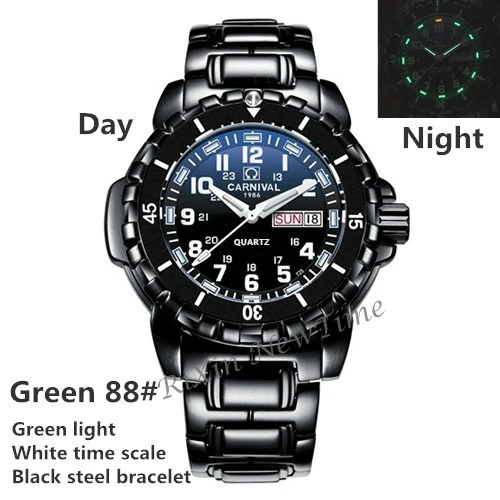 Green88 steel white Водонепроницаемые 200 м T25 Тритий Светящиеся Часы мужские военные дайвинг Спортивные кварцевые мужские часы топ bland роскошные швейцарские часы Ronda - Цвет: Green88 steel white