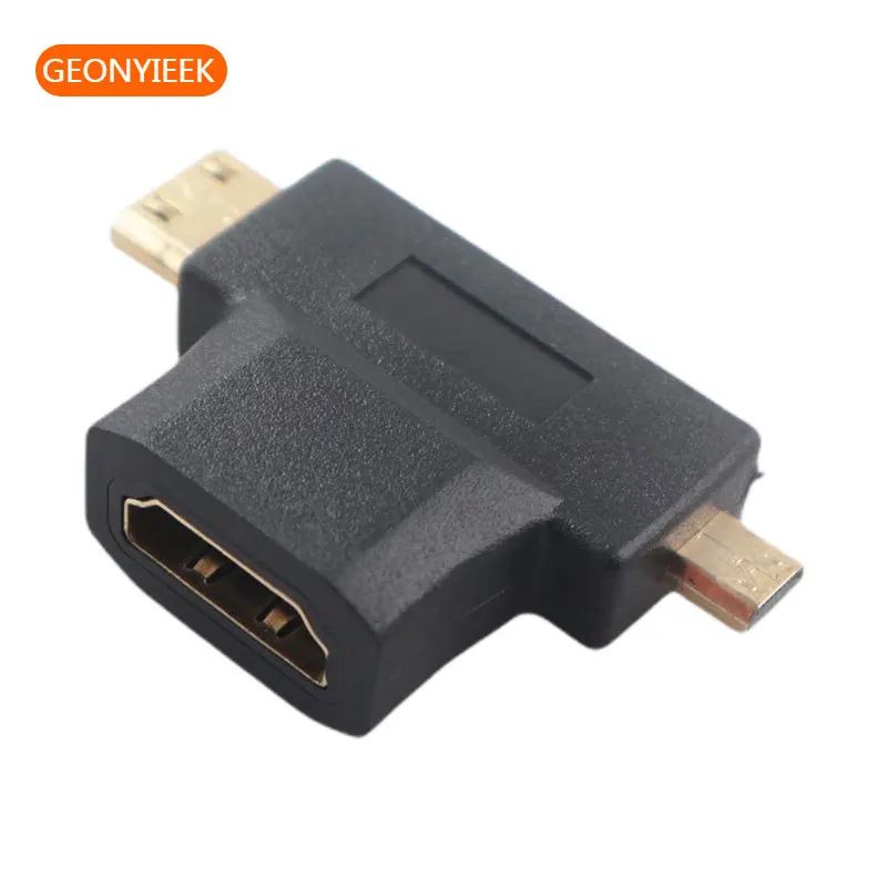

Mini/Micro/HDMI-compatible 2 In 1 Adapter Male ToFemale Connector Extender HDMI-compatible Cable Extension Adapter Converter