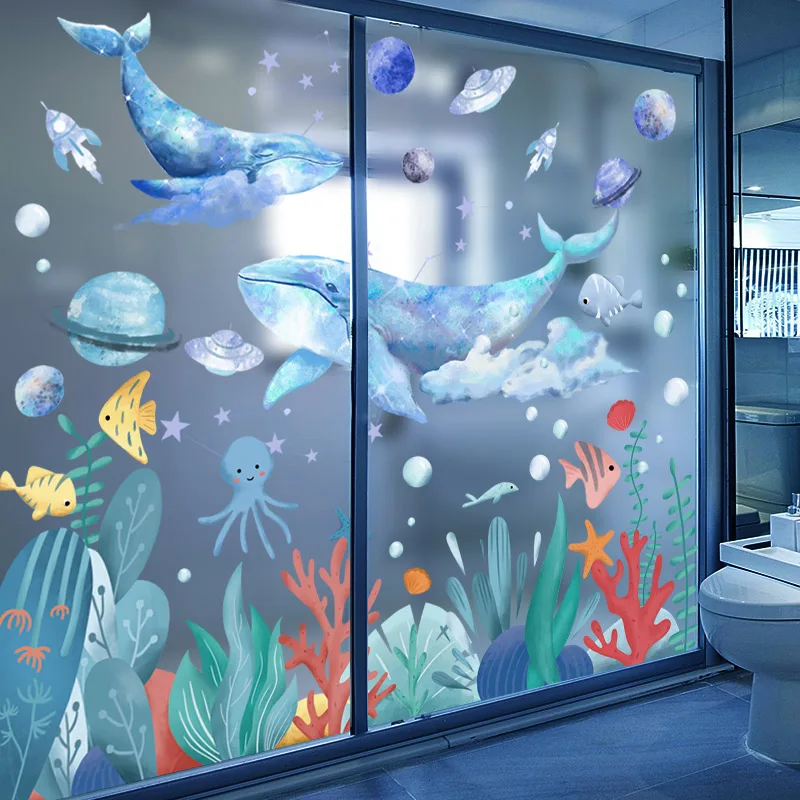 

[SHIJUEHEZI] Whale Animal Wall Stickers DIY Seagrass Fish Wall Decals for Kids Bedroom Children Nursery Bathroom Home Decoration
