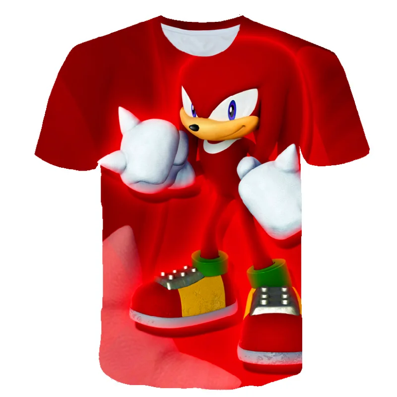 

2021 New Hot Sale Casual Men And Women Cute Sonic Hedgehog 3D Cartoon Pink T-shirt Short-Sleeved Children's Print Tshirt 100/6XL