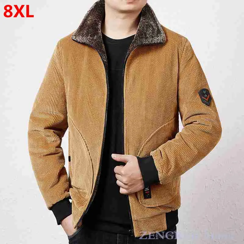 Вельветовая куртка большого размера с хлопковой подкладкой Мужская Зимняя