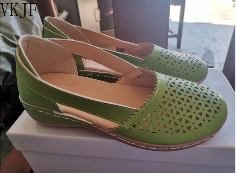 

New 2021 Summer Fashion Sandals Women Baotou Hollow Out European and American Large Size Flat Sandals Women