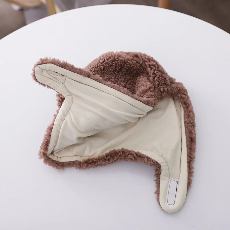 

Winter Baby Boys Girls Hat Kids Warm Thicken Plush Cute Cartoon Bear Hats Children Windproof Warm Hat New