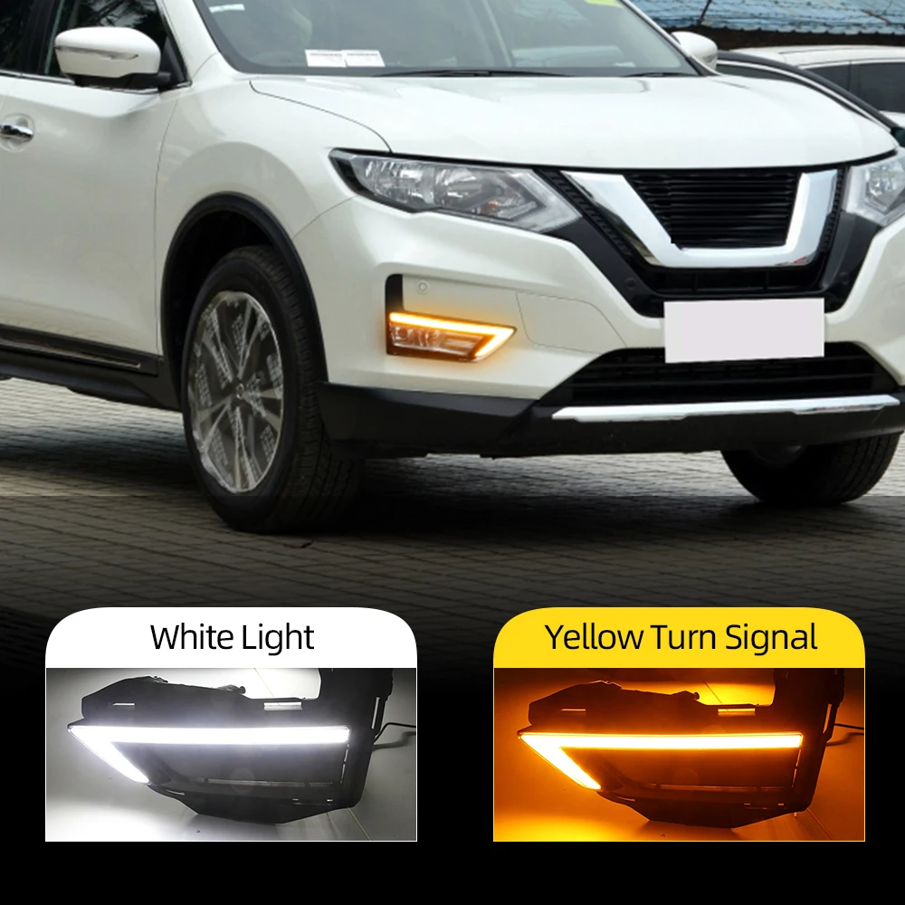 DRL для Nissan X Trail trail Rogue 2017 2018 2019 2020 дневные ходовые огни противотуманная фара крышка