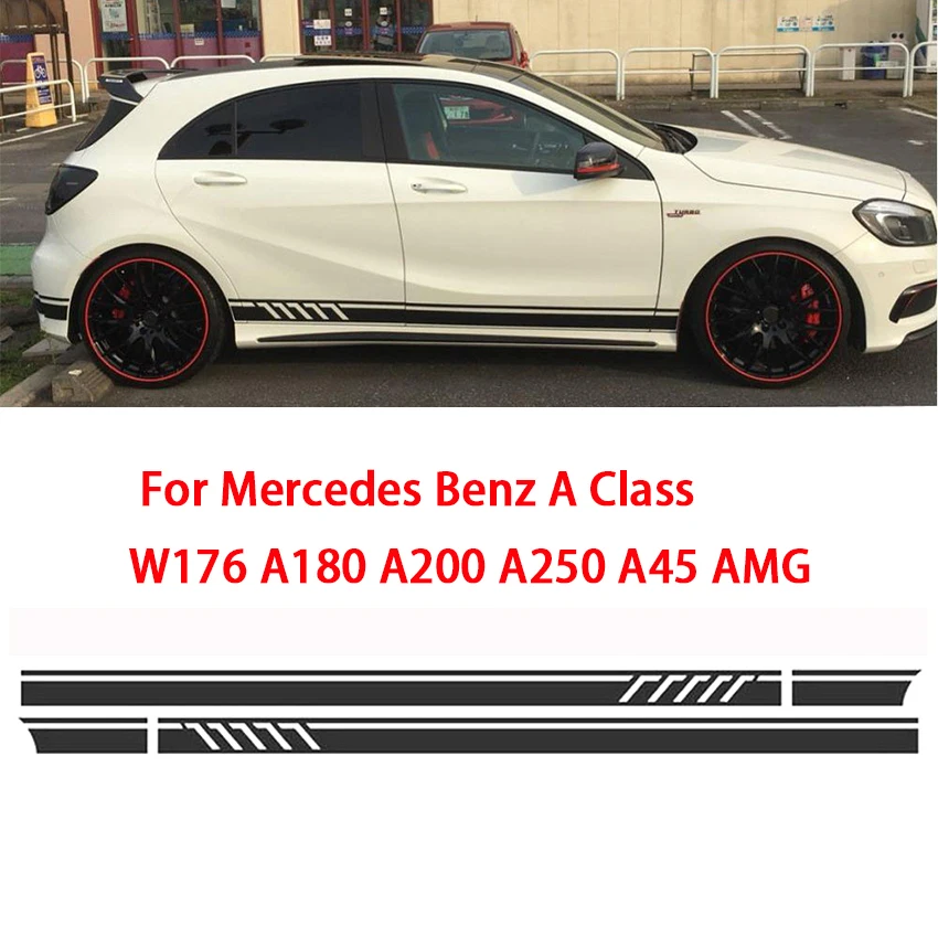 

Car Stickers Stripe Auto Car Matte Side Stripes Skirt Decals Sticker For Mercedes Benz A Class W176 A180 A200 A250 A45 Amg 1set