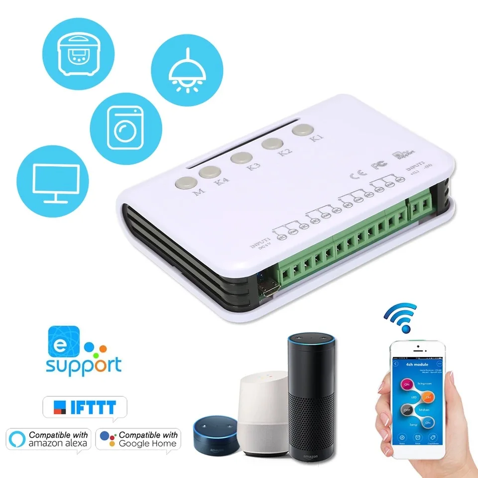

eWeLink Remote Control 4ch DC 5V Wifi Switch Wireless Universal Module Phone APP Remote Control Voice Control Alexa Compatible