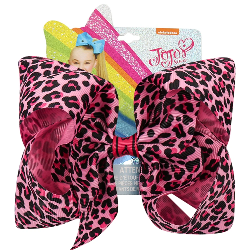 

7" Large Leopard Print Hair Bows for Girls Handmade Grosgrain Ribbon Bowknot Hair Clip Children Hairgrip Hair Accessories