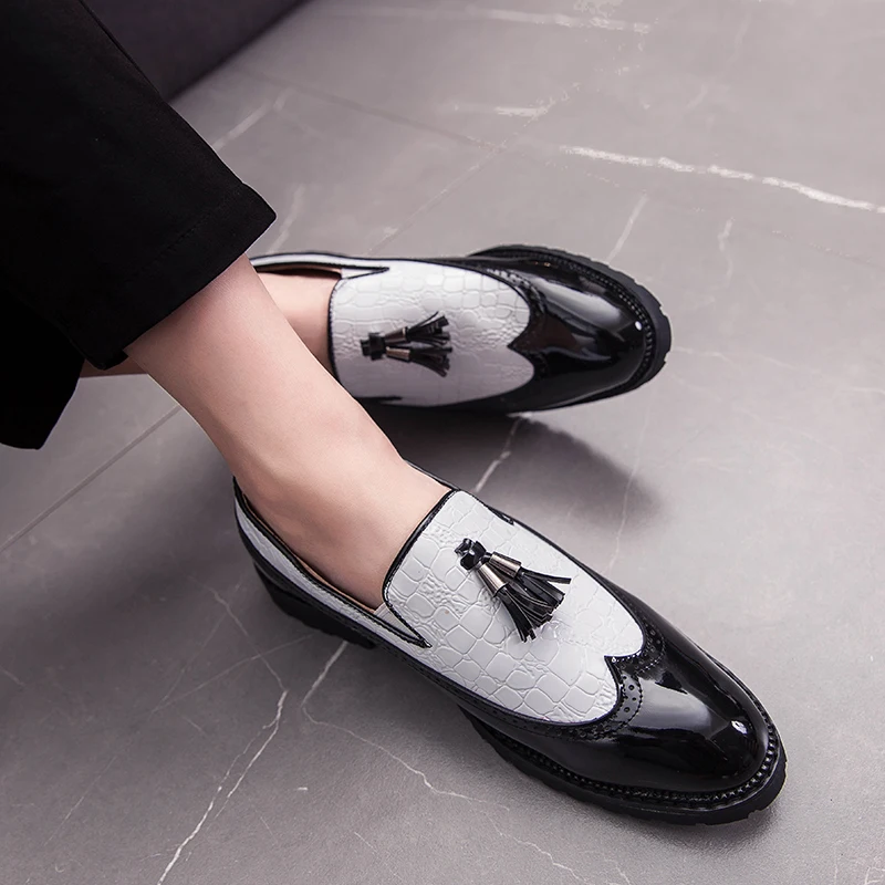 Мужская обувь Дышащие кожаные лоферы Деловая модельная с кисточками для мужчин