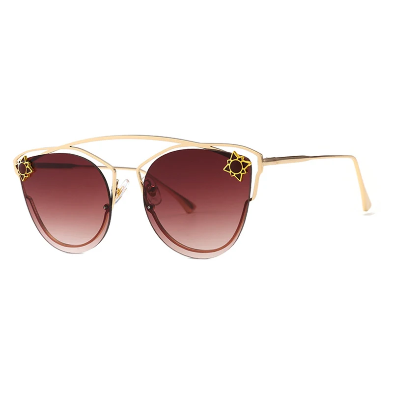 

Luxury designer cat eye sunglasses women vintage metal gradual sun glasses for women mirror retro oculos de sol gafas UV400